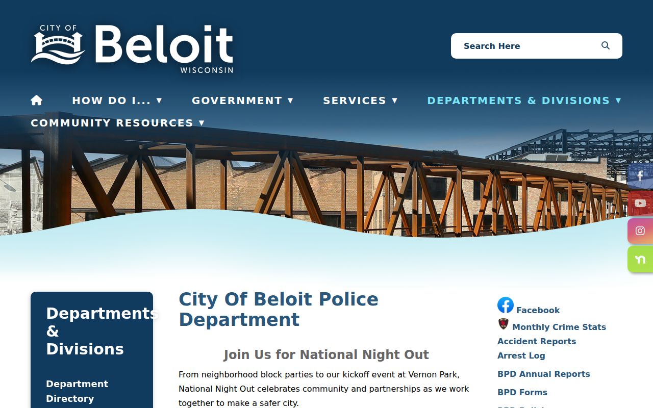 Beloit criminal records links on the official Beloit Police page