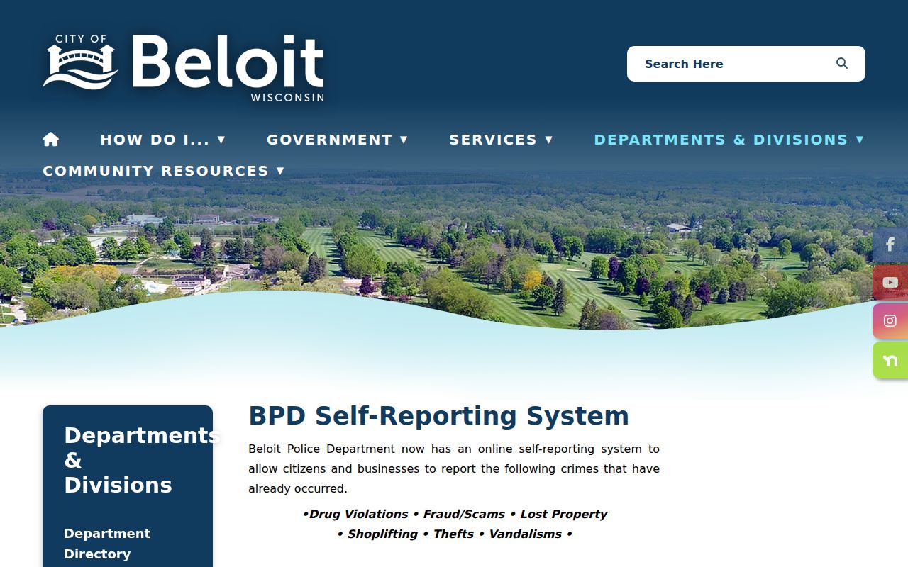Beloit criminal records self-report questionnaire for eligible police incidents