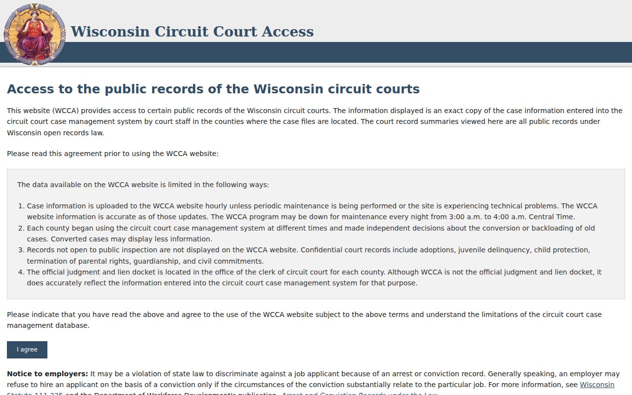 Rock County criminal court record search on WCCA